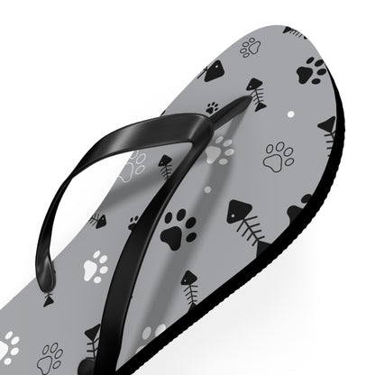 Paw Prints & Fish Bones Flip Flops