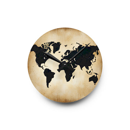 Vintage World Map Acrylic Wall Clock