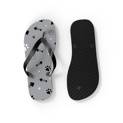 Paw Prints & Fish Bones Flip Flops