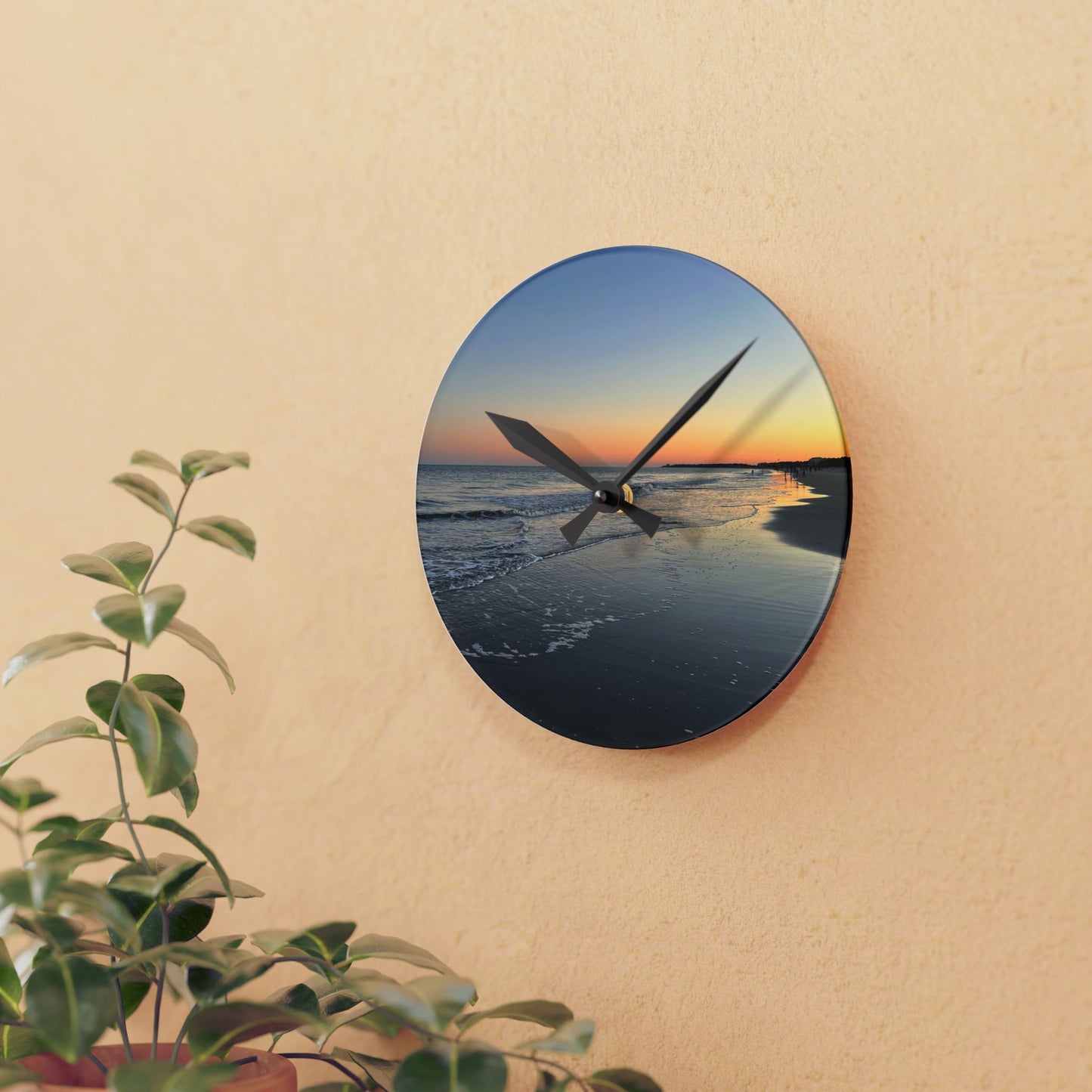 Hilton Head Island Beach Sunset Acrylic Wall Clock