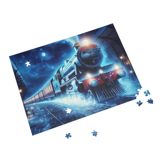 Winter Train at Midnight Puzzle (96, 252, 500, 1000-Piece)