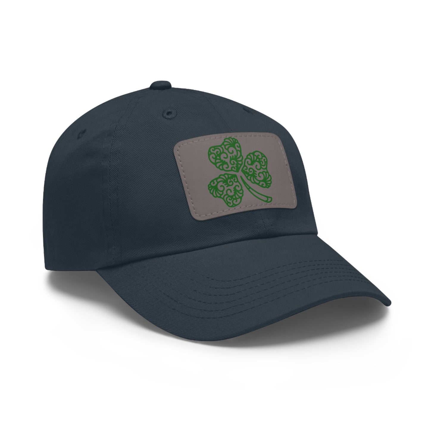 Four Leaf Clover Dad Hat with Leather Patch (Rectangle)