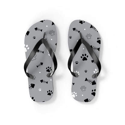 Paw Prints & Fish Bones Flip Flops