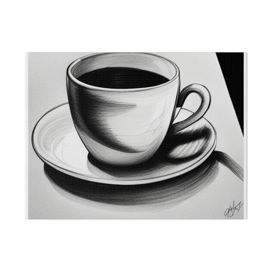 Coffee Mug and Saucer Matte Canvas, Stretched, 0.75"