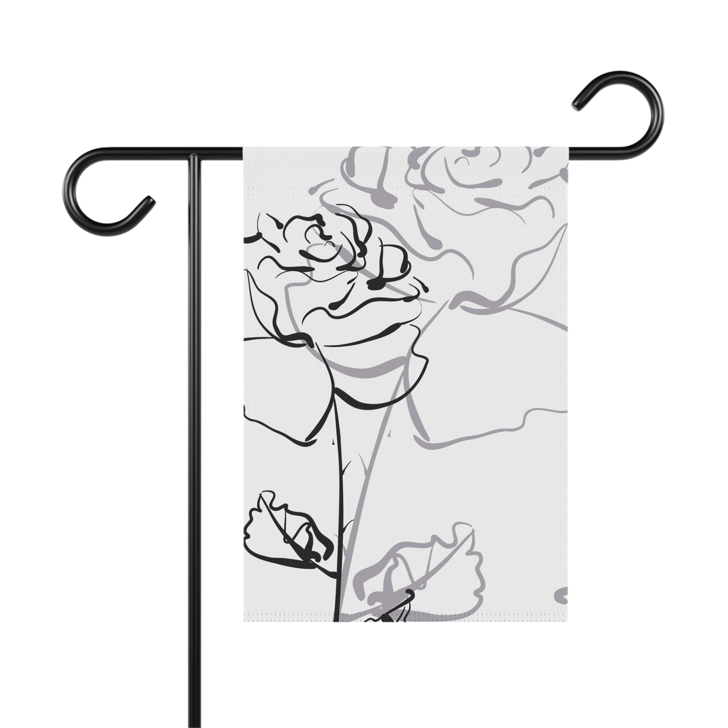 Black & Grey Stencil Flowers Garden & House Banner