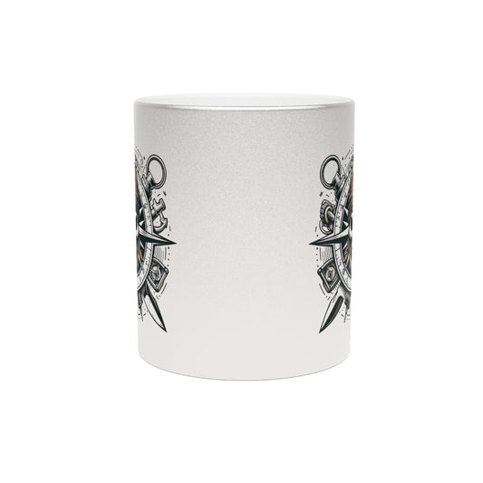 Biker Pirate Metallic Mug (Silver\Gold)