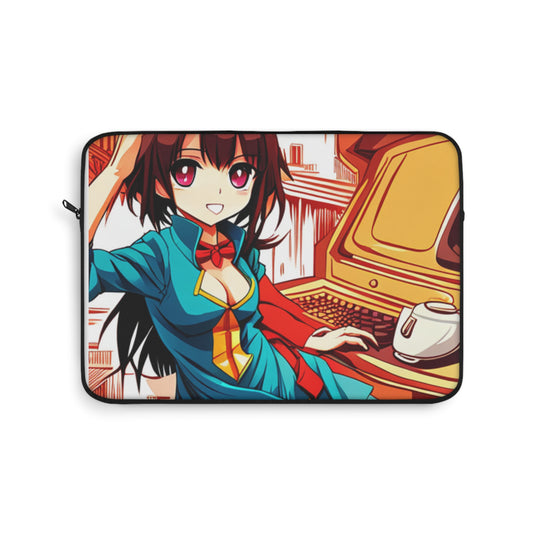 Girl in a Blue Dress with Computer Laptop Sleeve