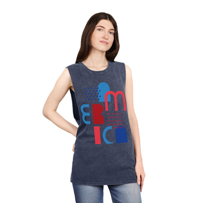 Geometric America Unisex Stonewash Tank Top