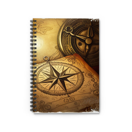 Vintage Compass Rose Spiral Notebook - Ruled Line