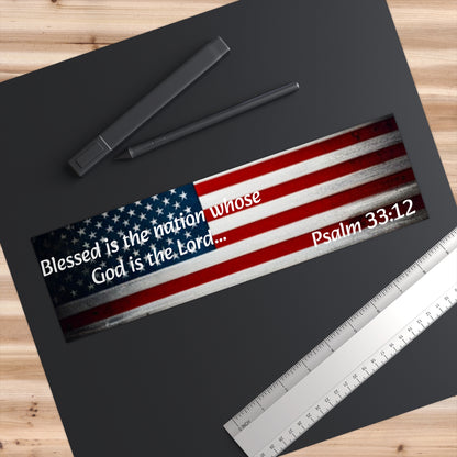 Psalm 33 American Flag Bumper Sticker