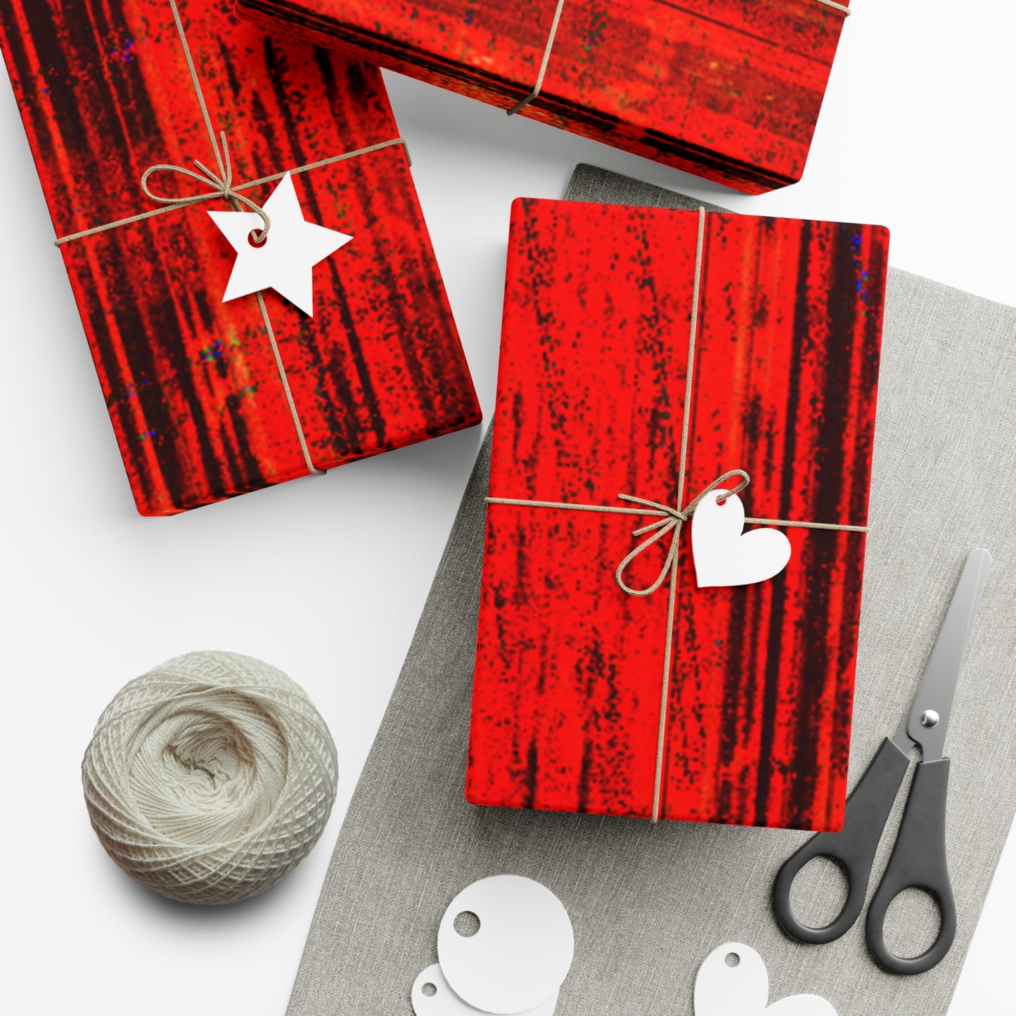 Red Yellow Strips Gift Wrap Papers