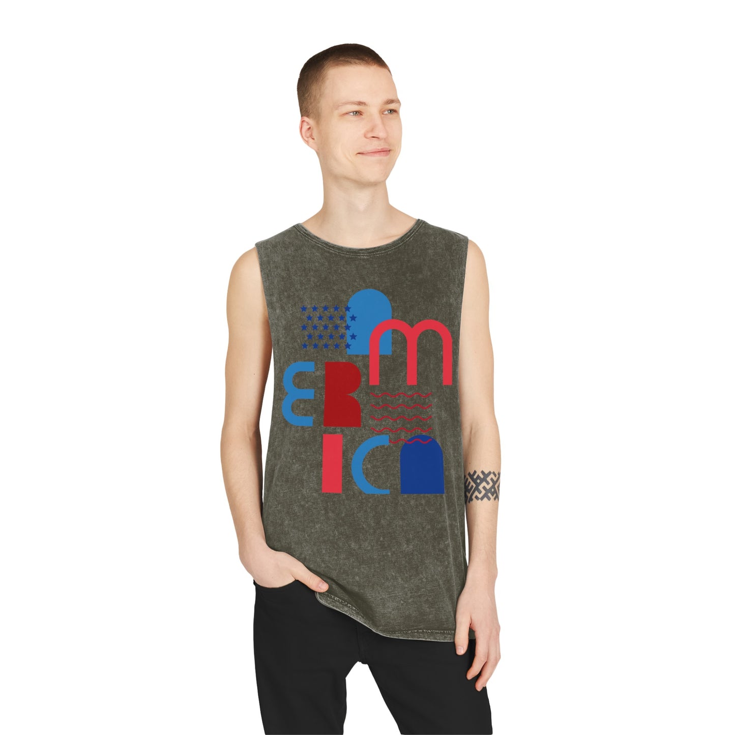 Geometric America Unisex Stonewash Tank Top