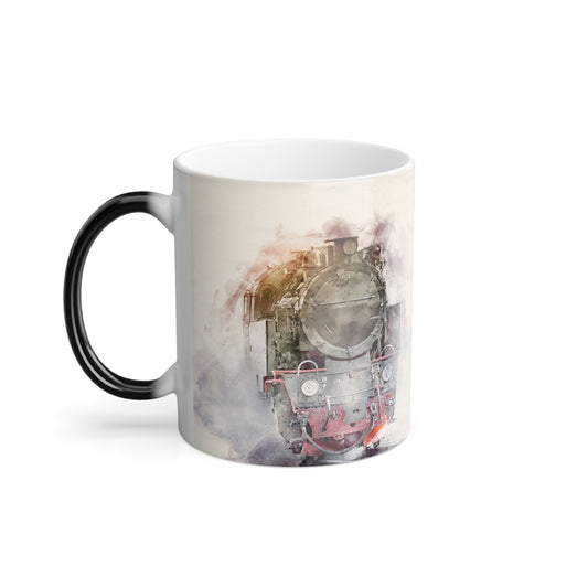 Watercolor Steam Train Color Morphing Mug, 11oz