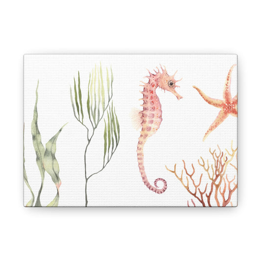 Seahorse & Coral & Seaweed Canvas Gallery Wrap