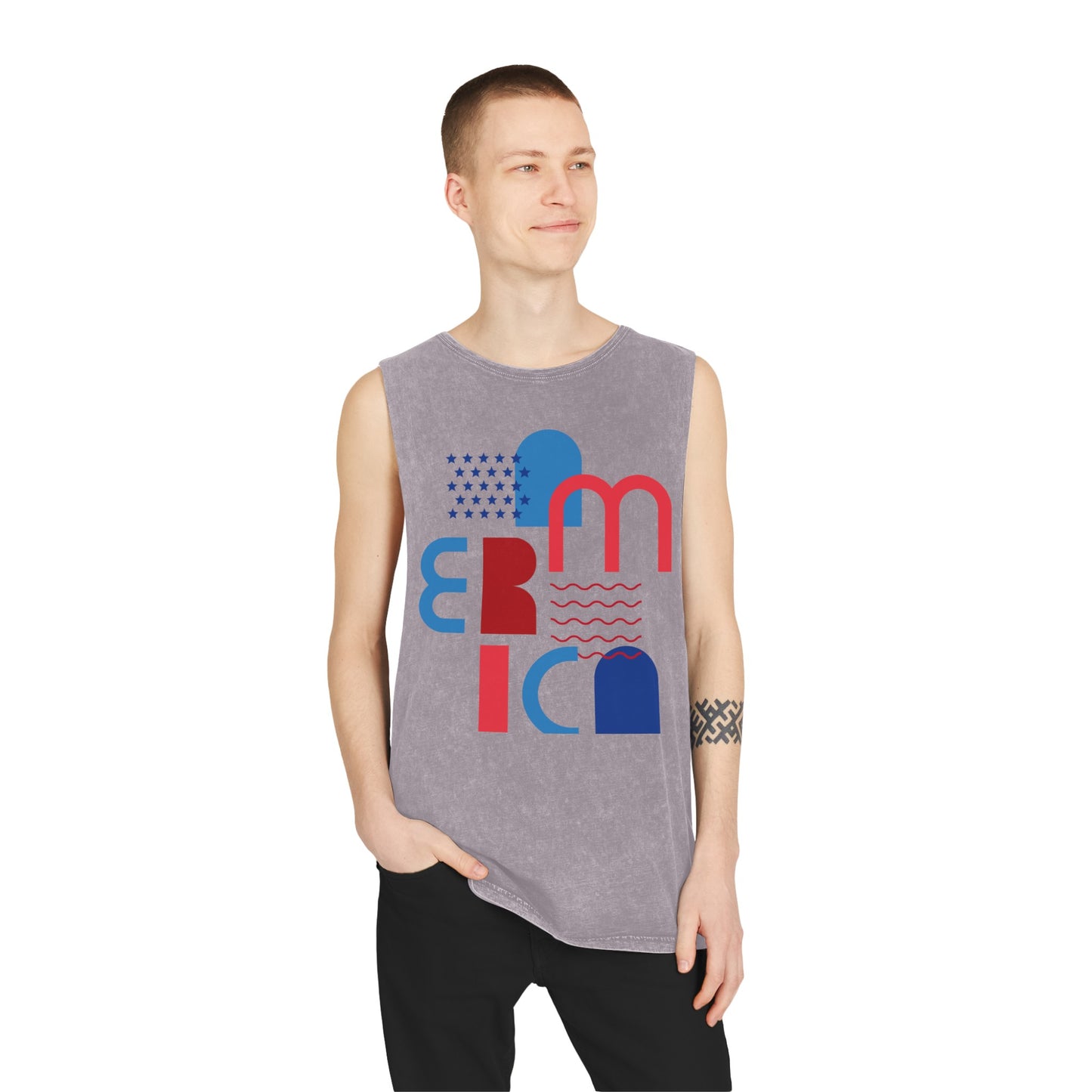 Geometric America Unisex Stonewash Tank Top