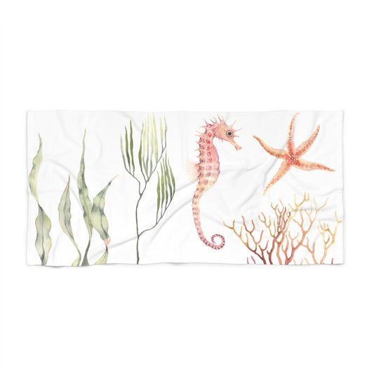 Seahorse & Sealife Beach Towel