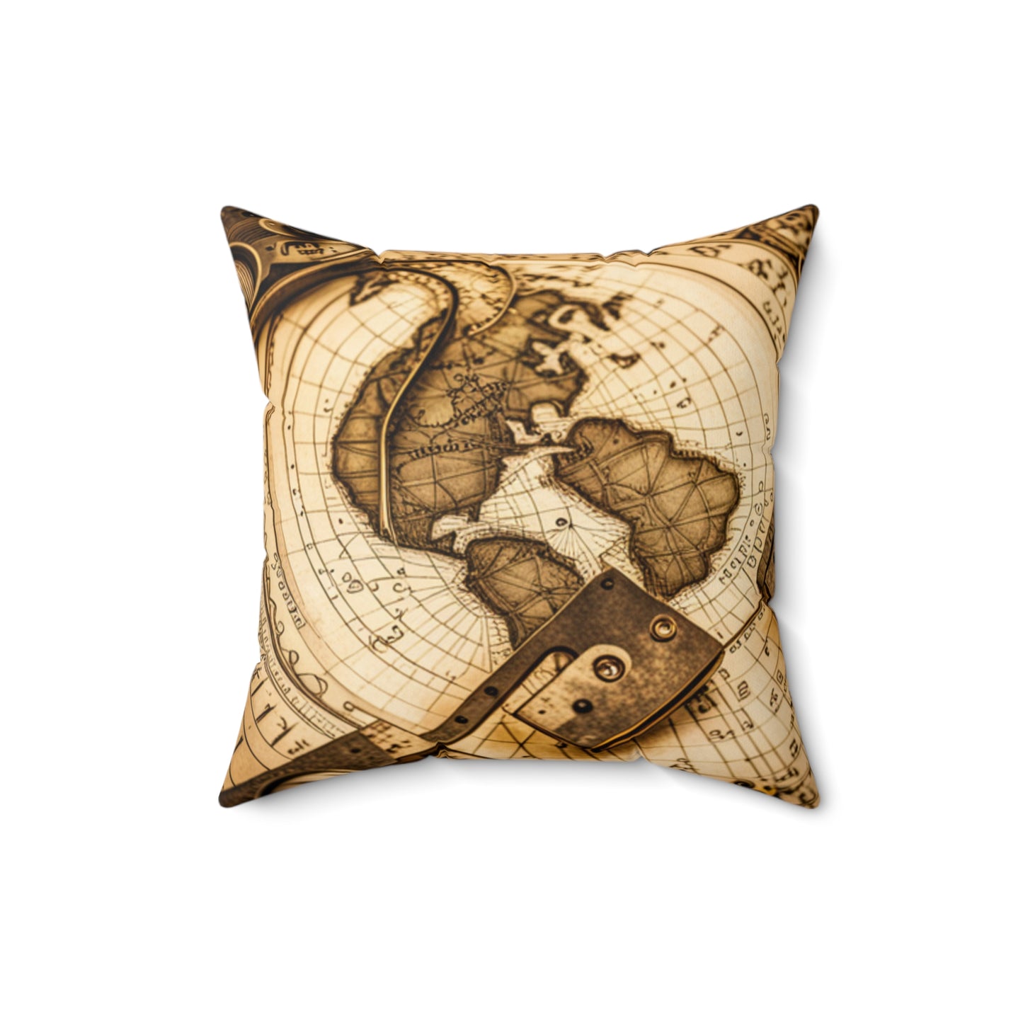 Vintage world Map Spun Polyester Square Pillow