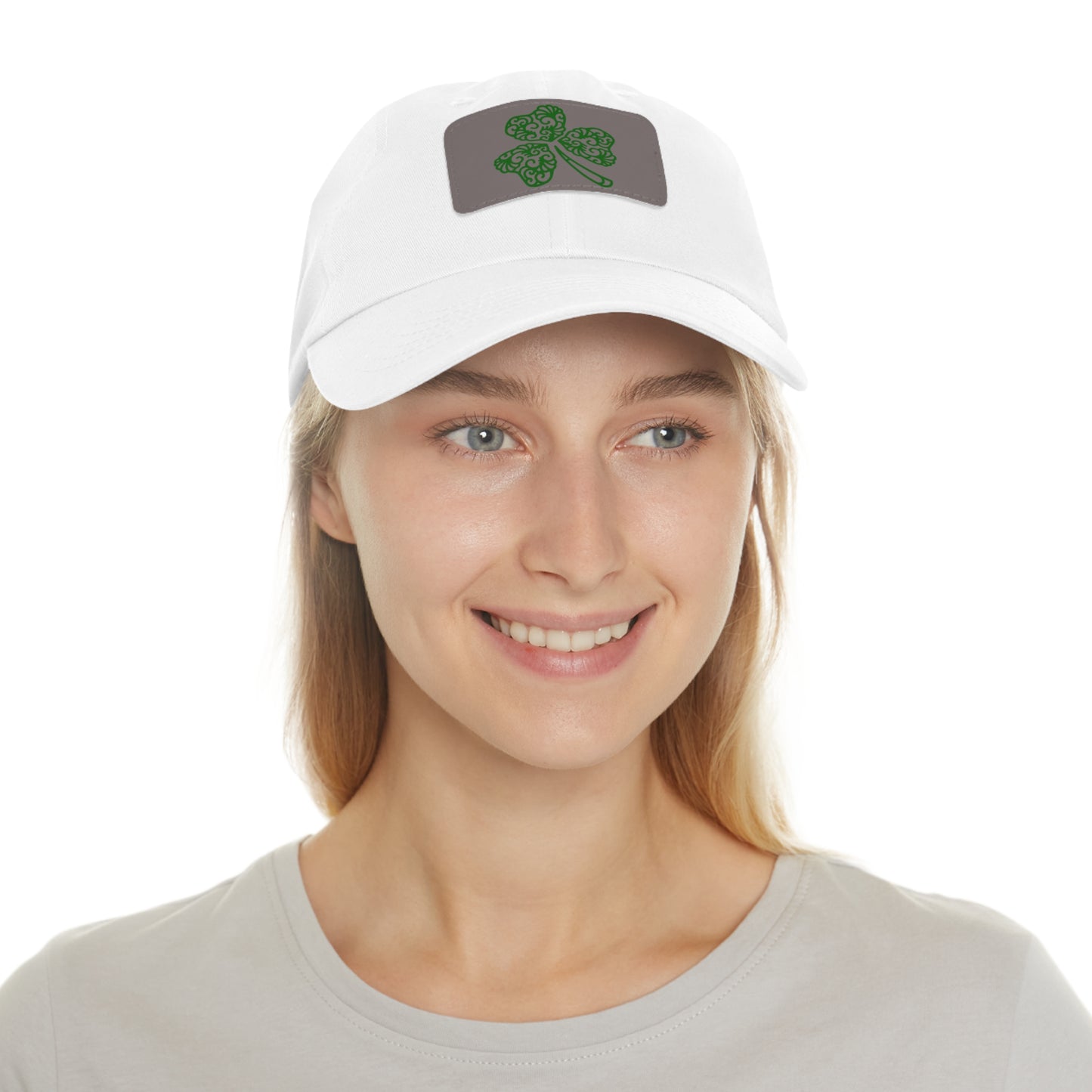 Four Leaf Clover Dad Hat with Leather Patch (Rectangle)