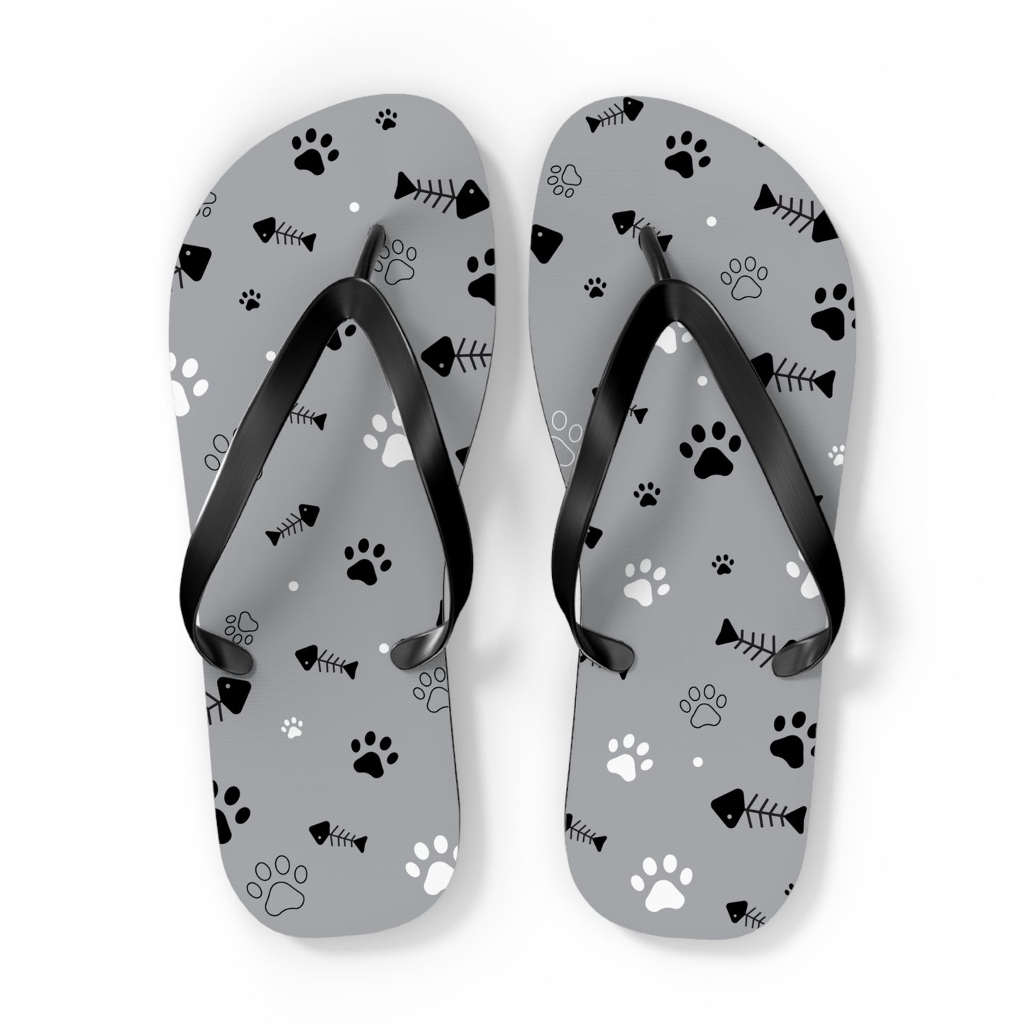 Paw Prints & Fish Bones Flip Flops