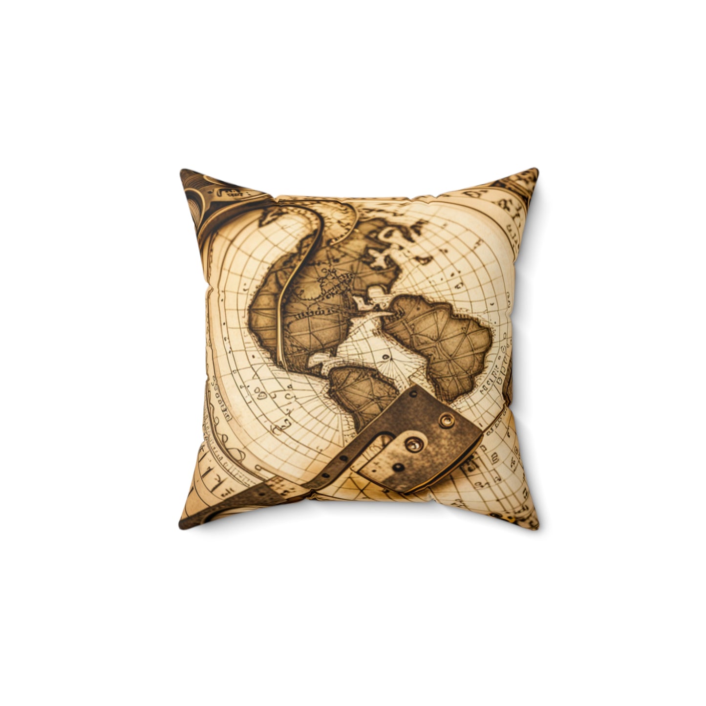 Vintage world Map Spun Polyester Square Pillow