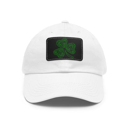 Four Leaf Clover Dad Hat with Leather Patch (Rectangle)