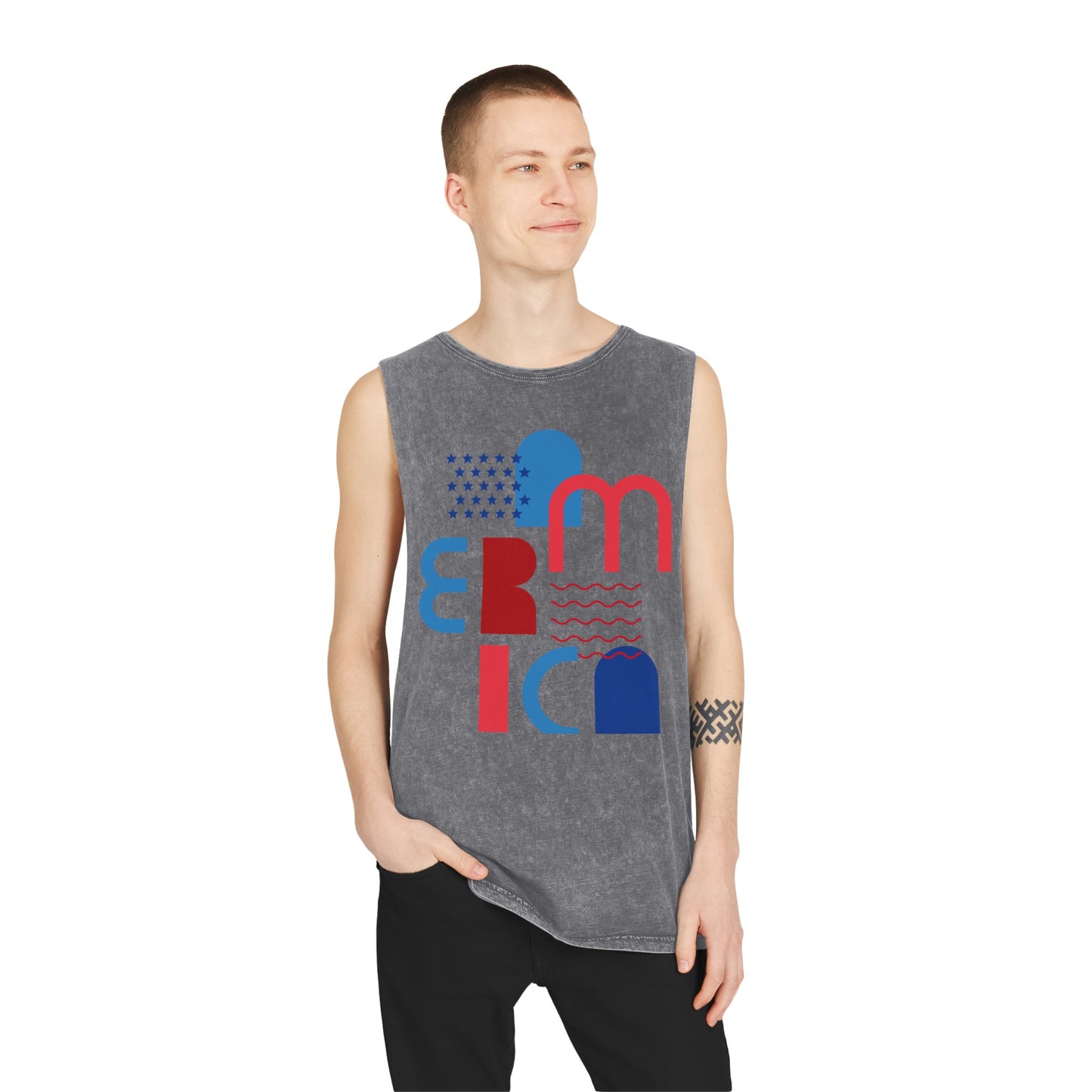 Geometric America Unisex Stonewash Tank Top