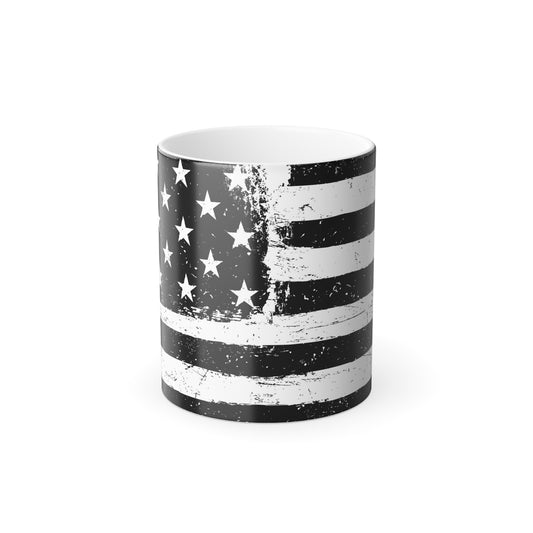 Monotone American Flag Color Morphing Mug, 11oz