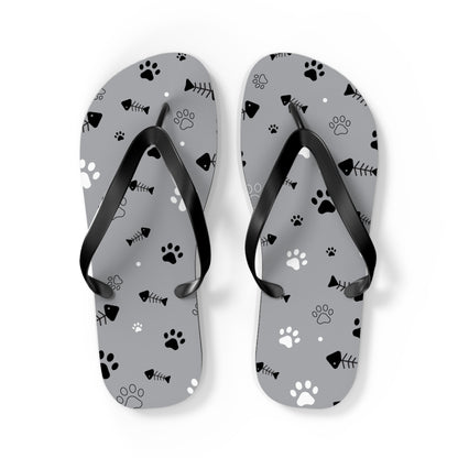 Paw Prints & Fish Bones Flip Flops