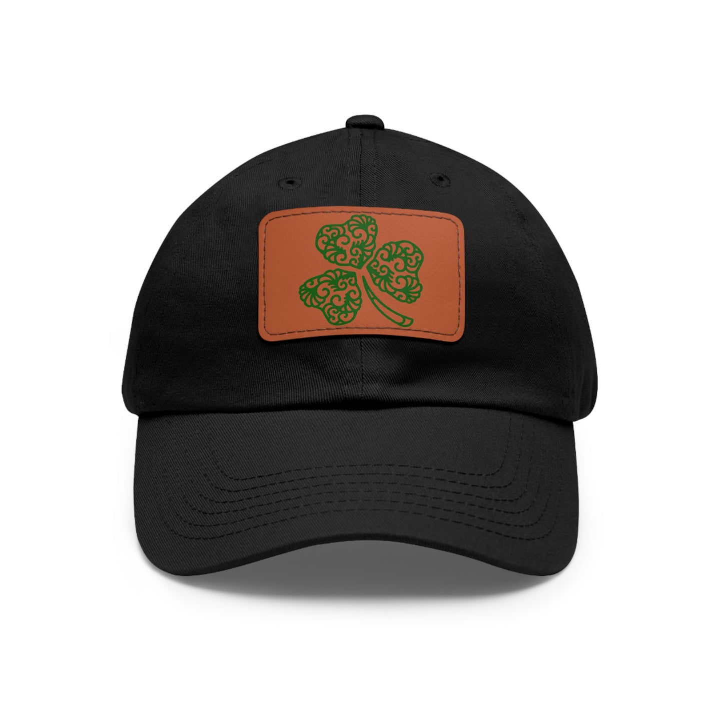 Four Leaf Clover Dad Hat with Leather Patch (Rectangle)