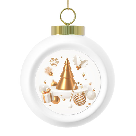 Golden Christmas Scene Christmas Ball Ornament