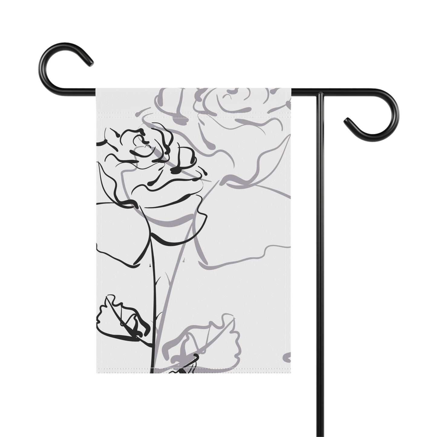 Black & Grey Stencil Flowers Garden & House Banner