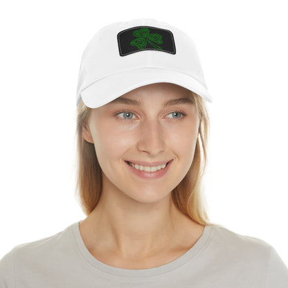 Four Leaf Clover Dad Hat with Leather Patch (Rectangle)