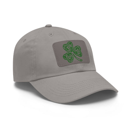 Four Leaf Clover Dad Hat with Leather Patch (Rectangle)