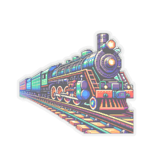 Pixelated Steam Train Kiss-Cut Stickers