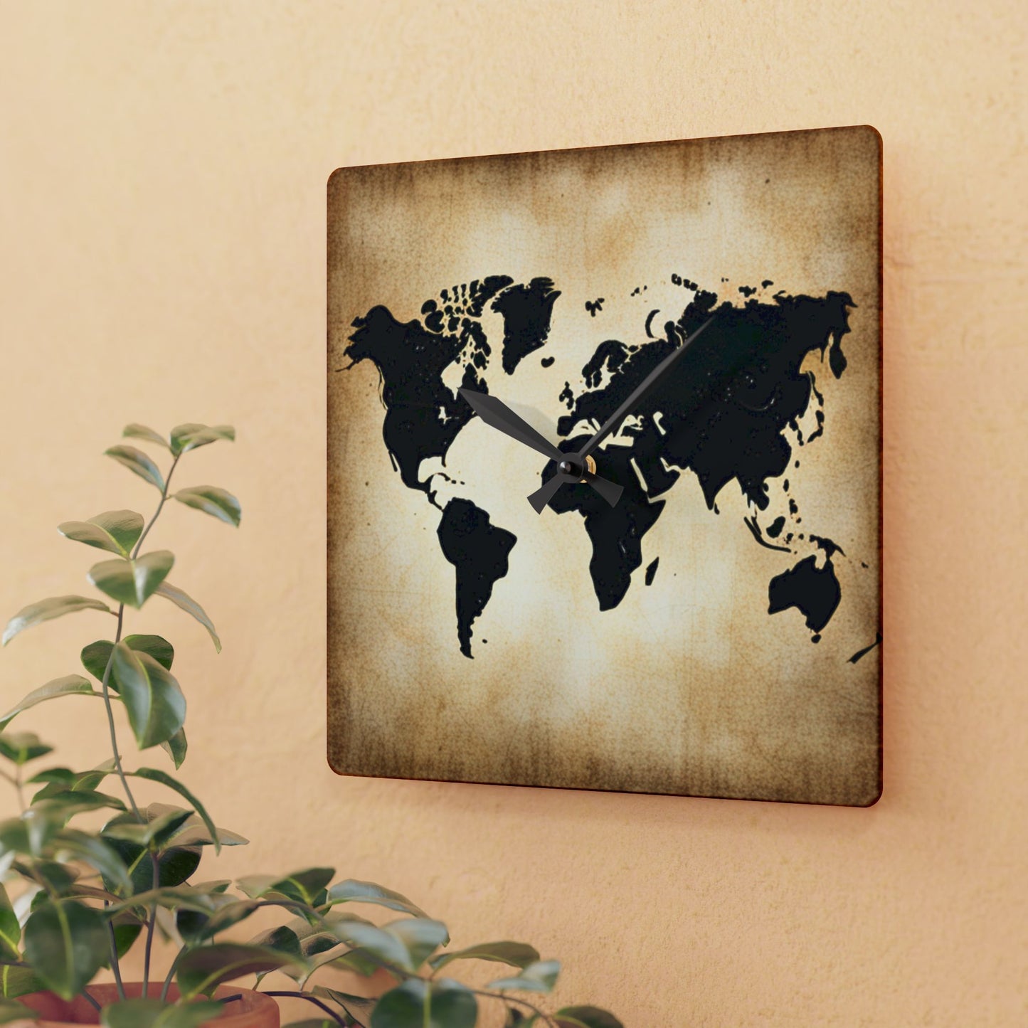 Vintage World Map Acrylic Wall Clock