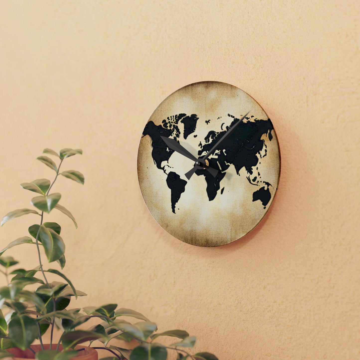 Vintage World Map Acrylic Wall Clock