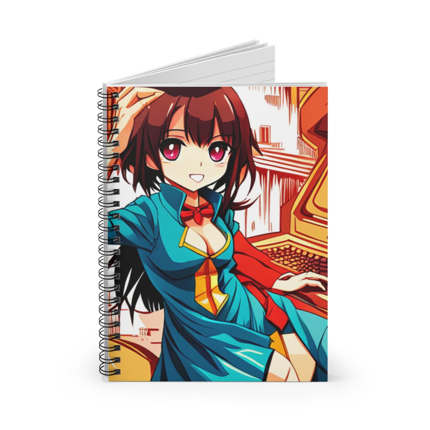 Anime Girl in a Blue Dress Spiral Notebook - Ruled Line