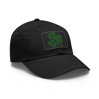 Four Leaf Clover Dad Hat with Leather Patch (Rectangle)