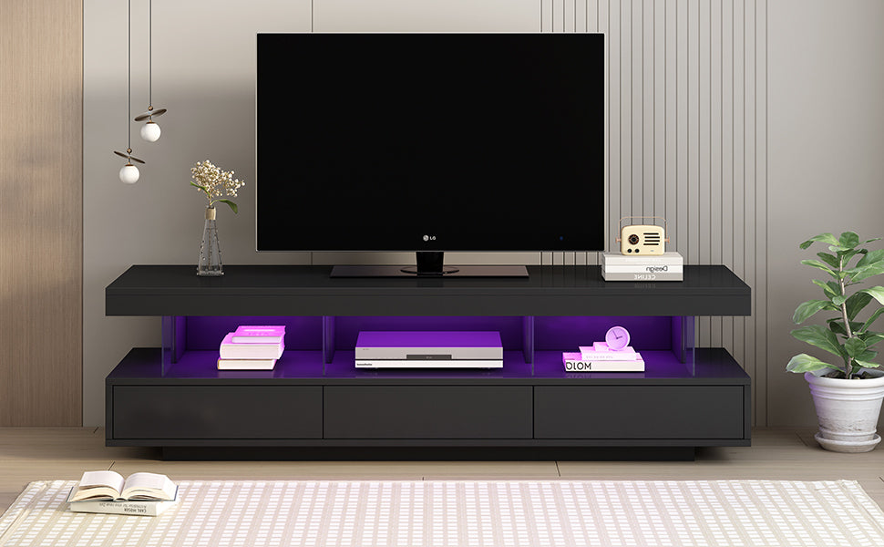 U-Can Modern LED TV Stand for 70 inch TV with Shelves and Storage Drawers
Modern, Entertainment Center, White Tabletop High Glossy TV Stand for living Room