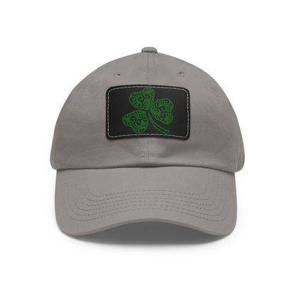 Four Leaf Clover Dad Hat with Leather Patch (Rectangle)