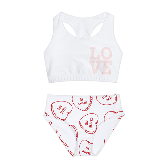 Love & Candy Hearts Girls Two Piece Swimsuit