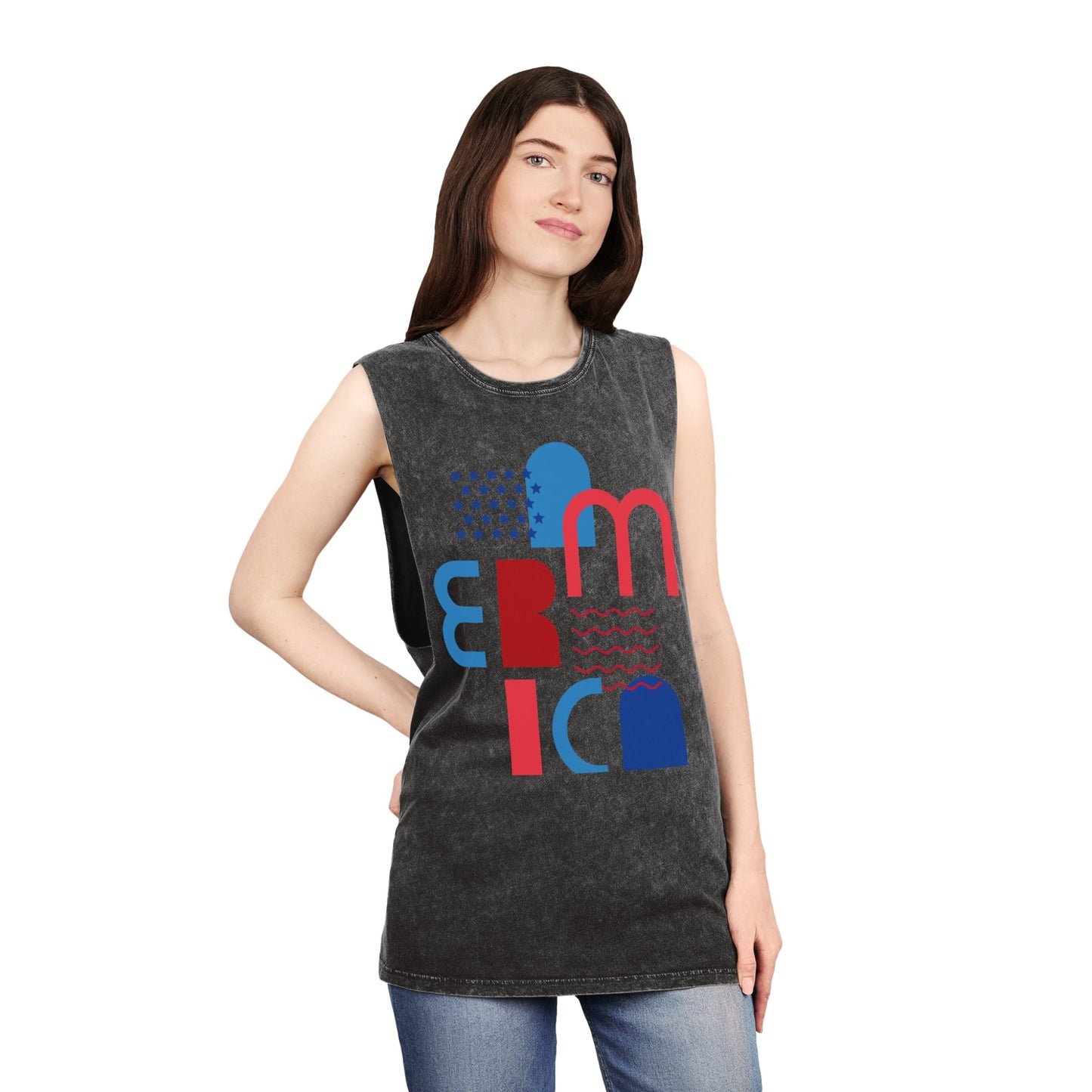 Geometric America Unisex Stonewash Tank Top