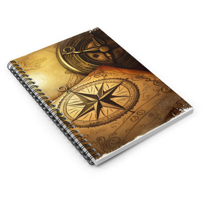 Vintage Compass Rose Spiral Notebook - Ruled Line