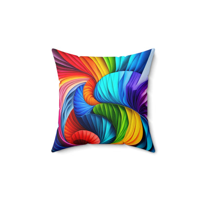 Rainbow Frill Print Spun Polyester Square Pillow