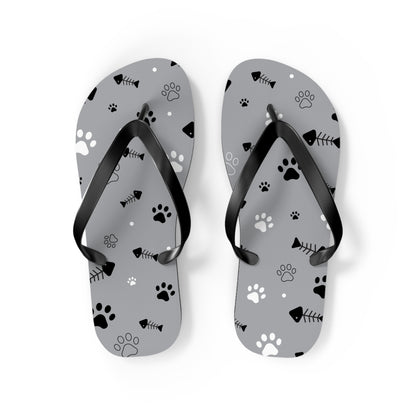 Paw Prints & Fish Bones Flip Flops