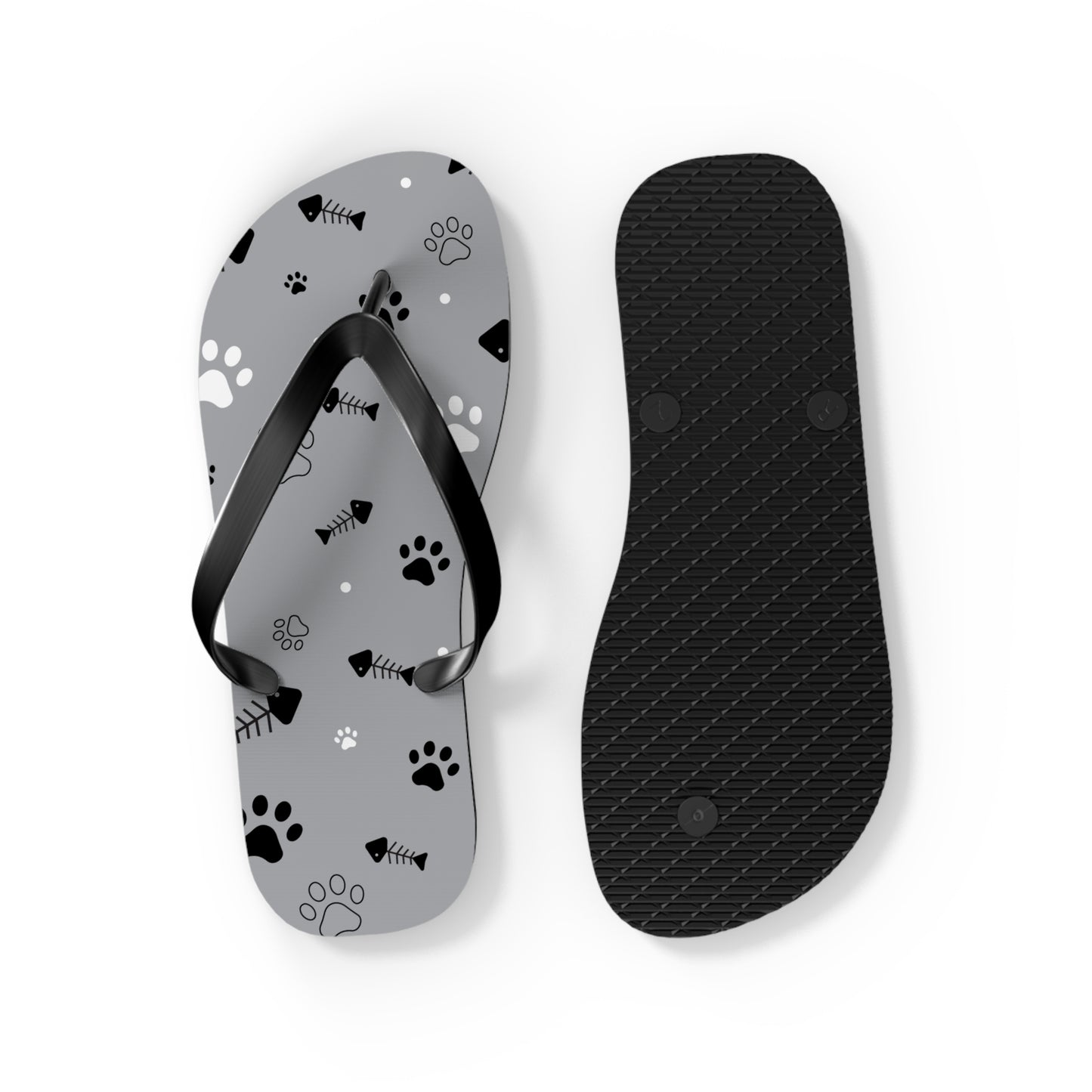 Paw Prints & Fish Bones Flip Flops