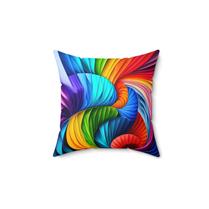 Rainbow Frill Print Spun Polyester Square Pillow