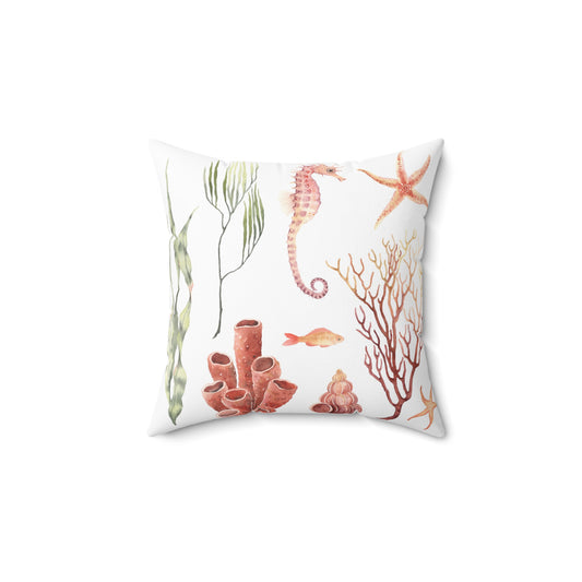 Nautical Sea-life Spun Polyester Square Pillow