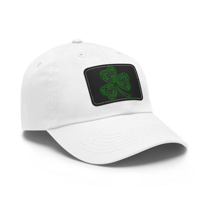 Four Leaf Clover Dad Hat with Leather Patch (Rectangle)