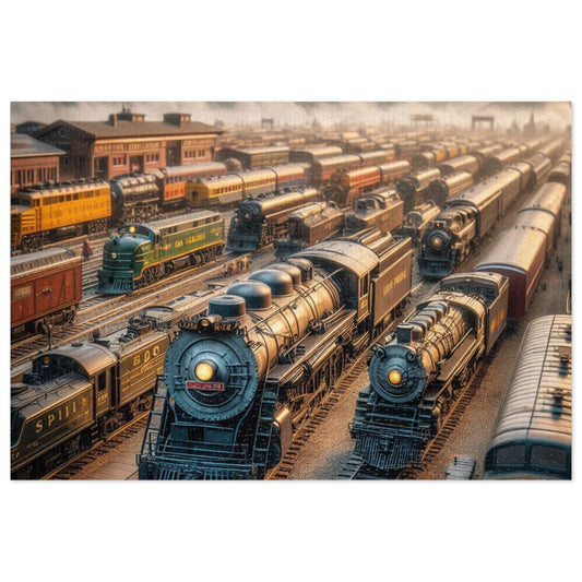 Steam Train Yard Jigsaw Puzzle (30, 110, 252, 500,1000-Piece)